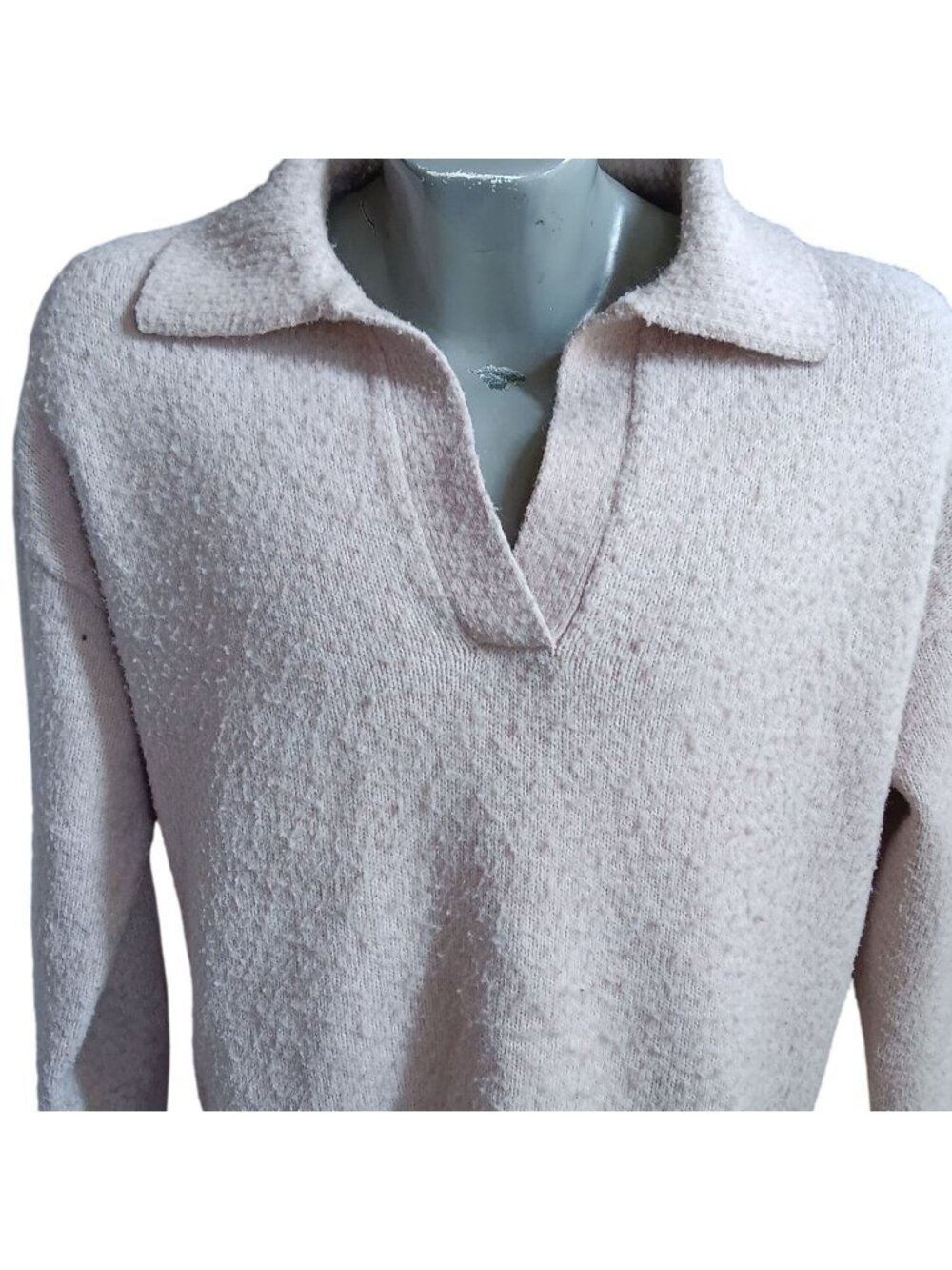 Vintage Men's Medium Sweater Wild Fable 90's Boucle Knit Pullover Beige